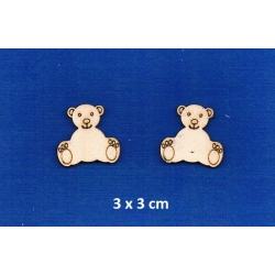 SKLEJKA #3mm Miś 3x3cm, misie ze sklejki grawer / 0170 / komplet 2szt